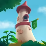 Aphorisms game icon with a storybook tower against a bright blue sky