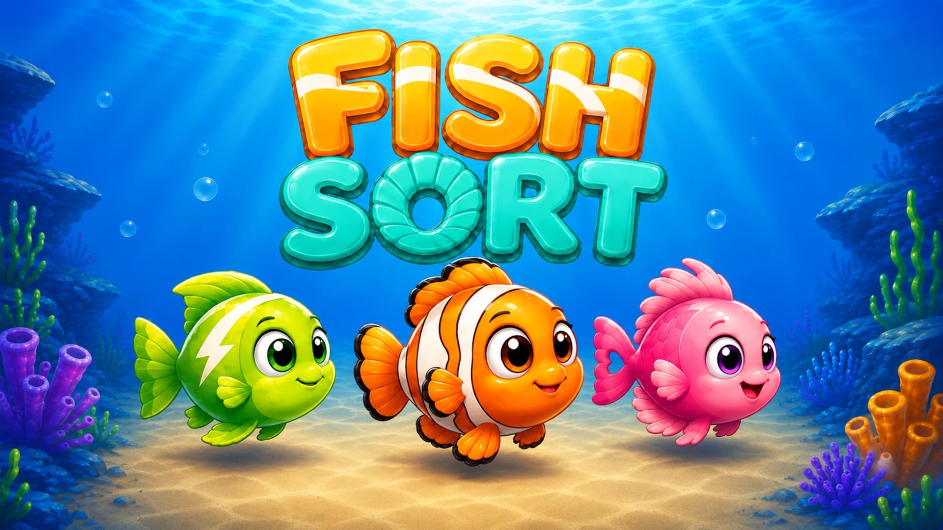Fish Sort cover with colorful fish grouped around underwater plants