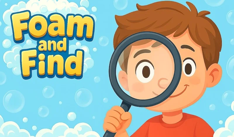 Foam and Find cover featuring a young detective and the game logo