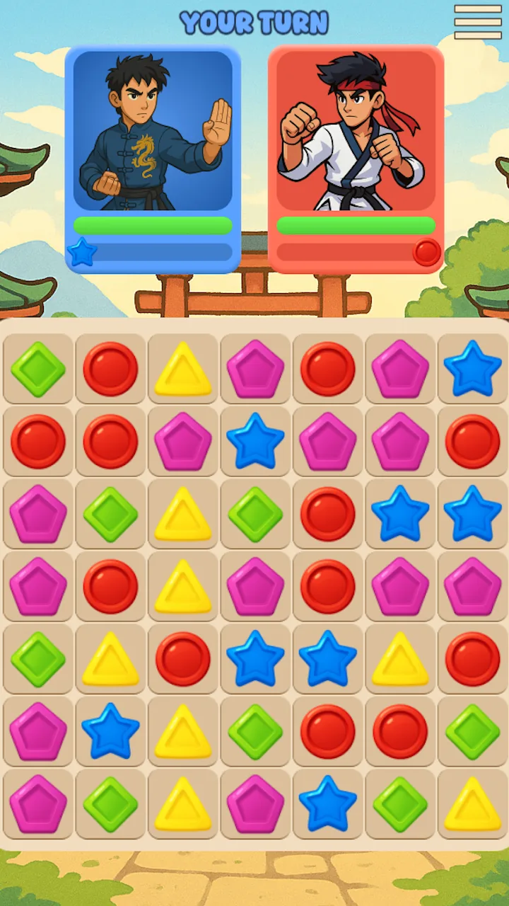 Match Fighter turn-based match-3 battle in portrait orientation