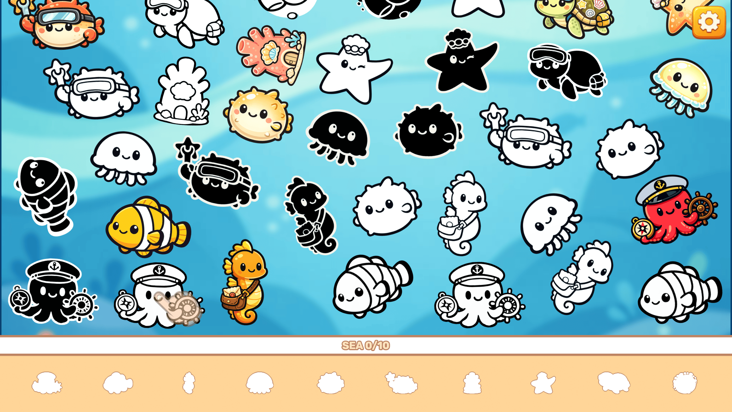 Stickers Merge gameplay in landscape orientation