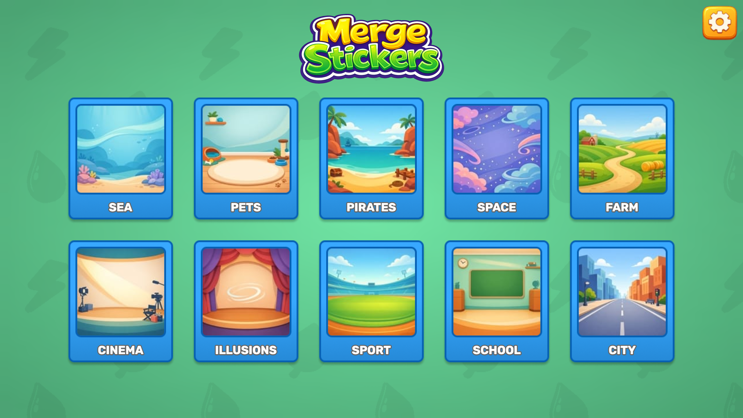 Sticker album selection screen in landscape orientation