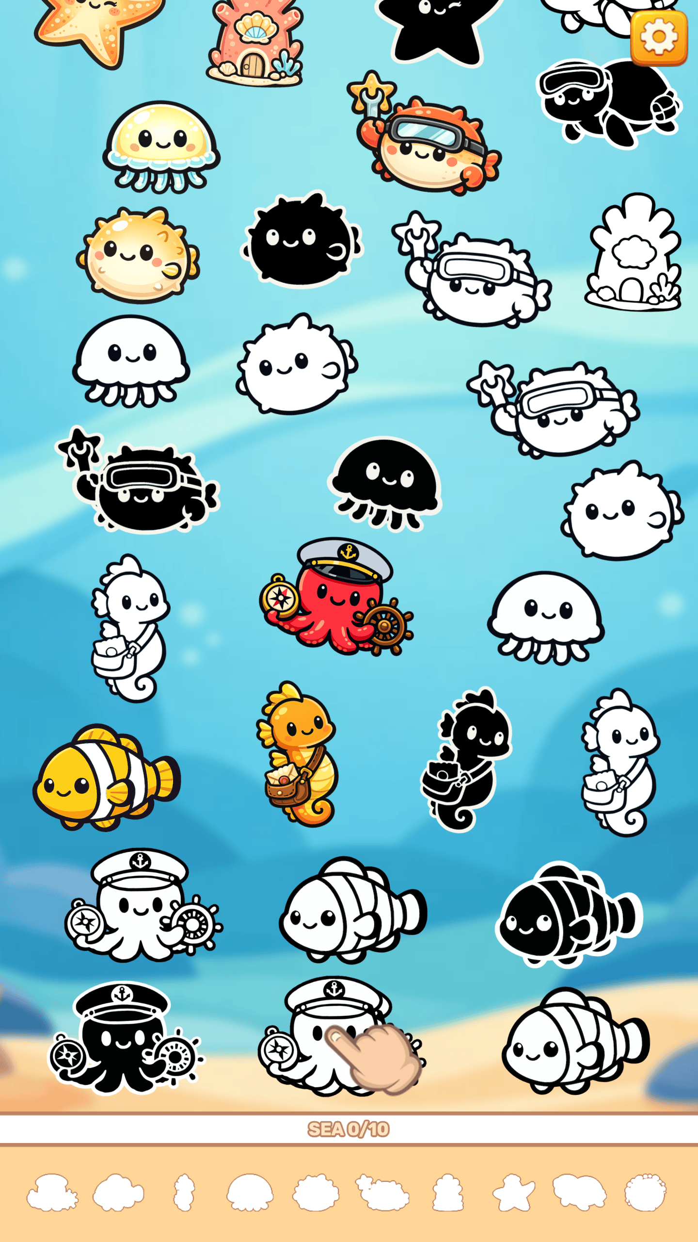 Stickers Merge gameplay in portrait orientation